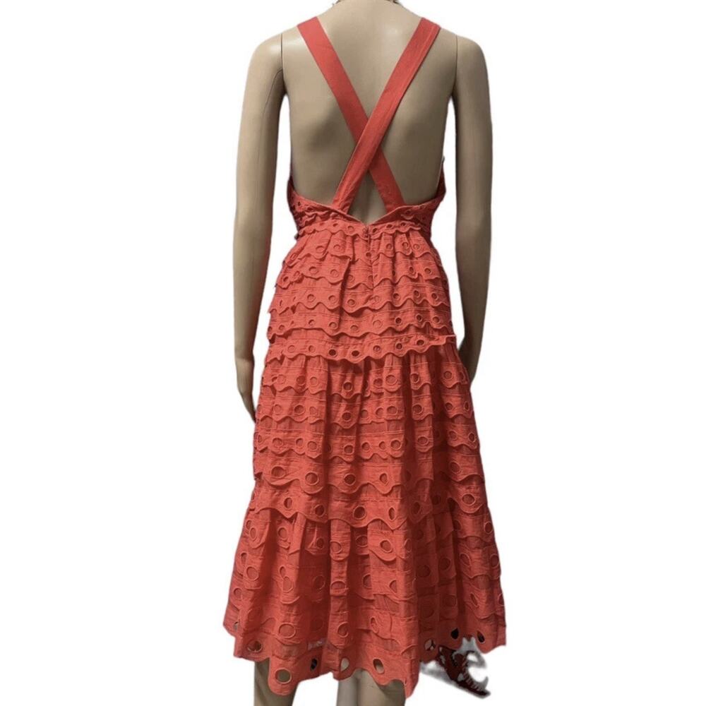 Anthropologie Maeve Eyelet Halter Midi Dress Size 6 - Picture 3 of 6